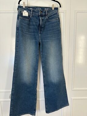 J. Crew High-Rise Wide-Leg Jeans in Medium Blue Wash